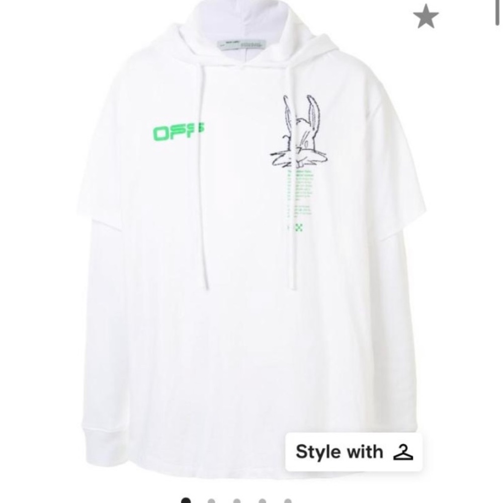 Off-white logo-printed hooded long-sleeved T-shirt